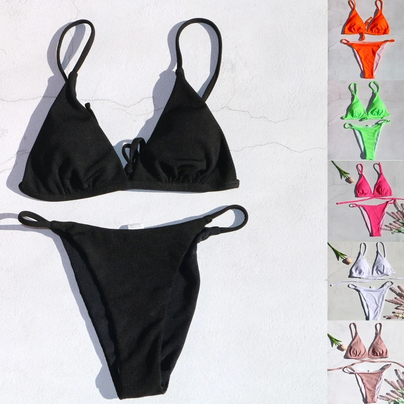 

Women Bikini Brazilian Low Waist Swimsuit Bra Bikini Set 2 Piece Swimwear