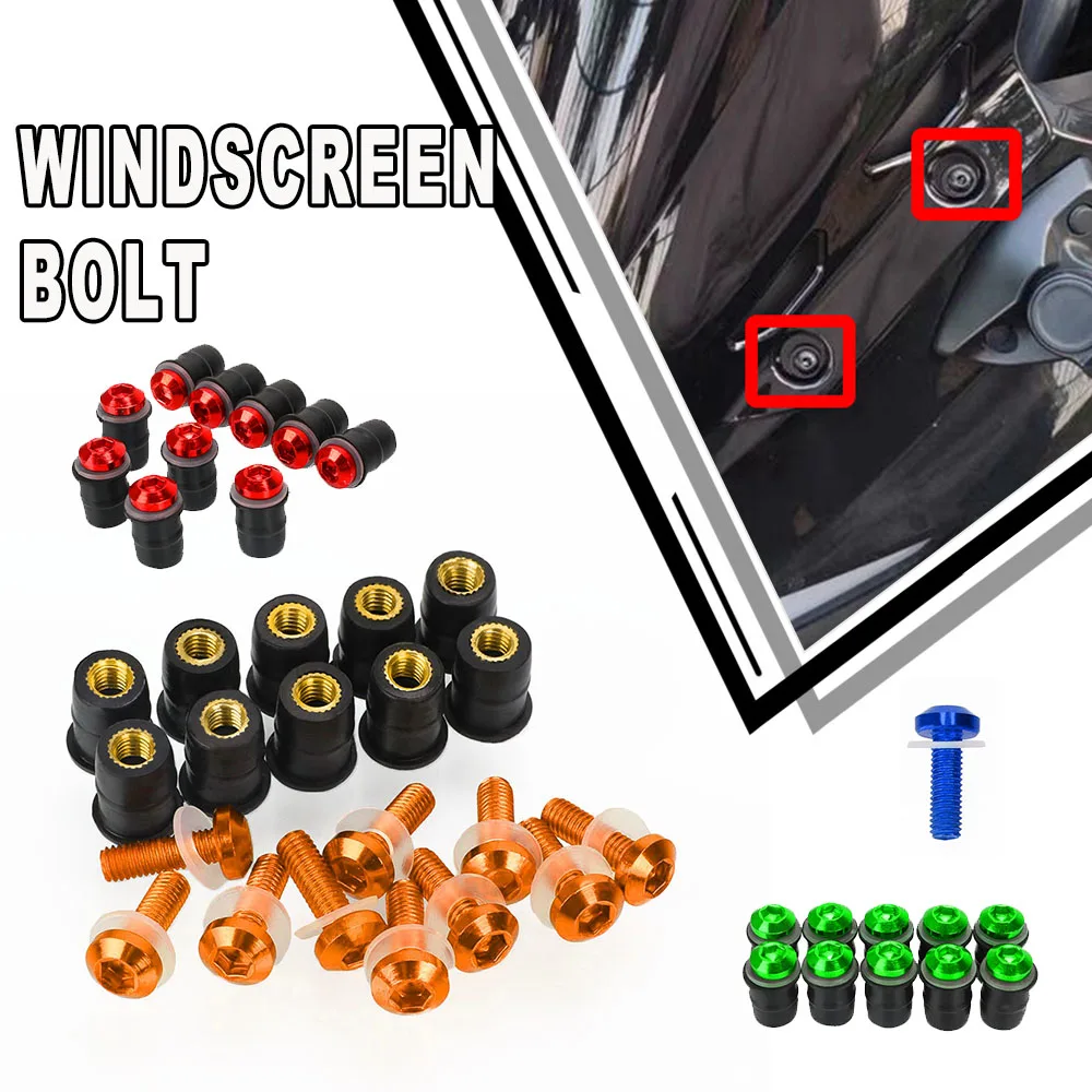 

10PCS Fairing Wind Screen Screw Bolt Kit Windshield Mounting Nut bolt For KAWASAKI Versys Z800 Ninja ZX10R ZX12R ZX6RR ZZR600
