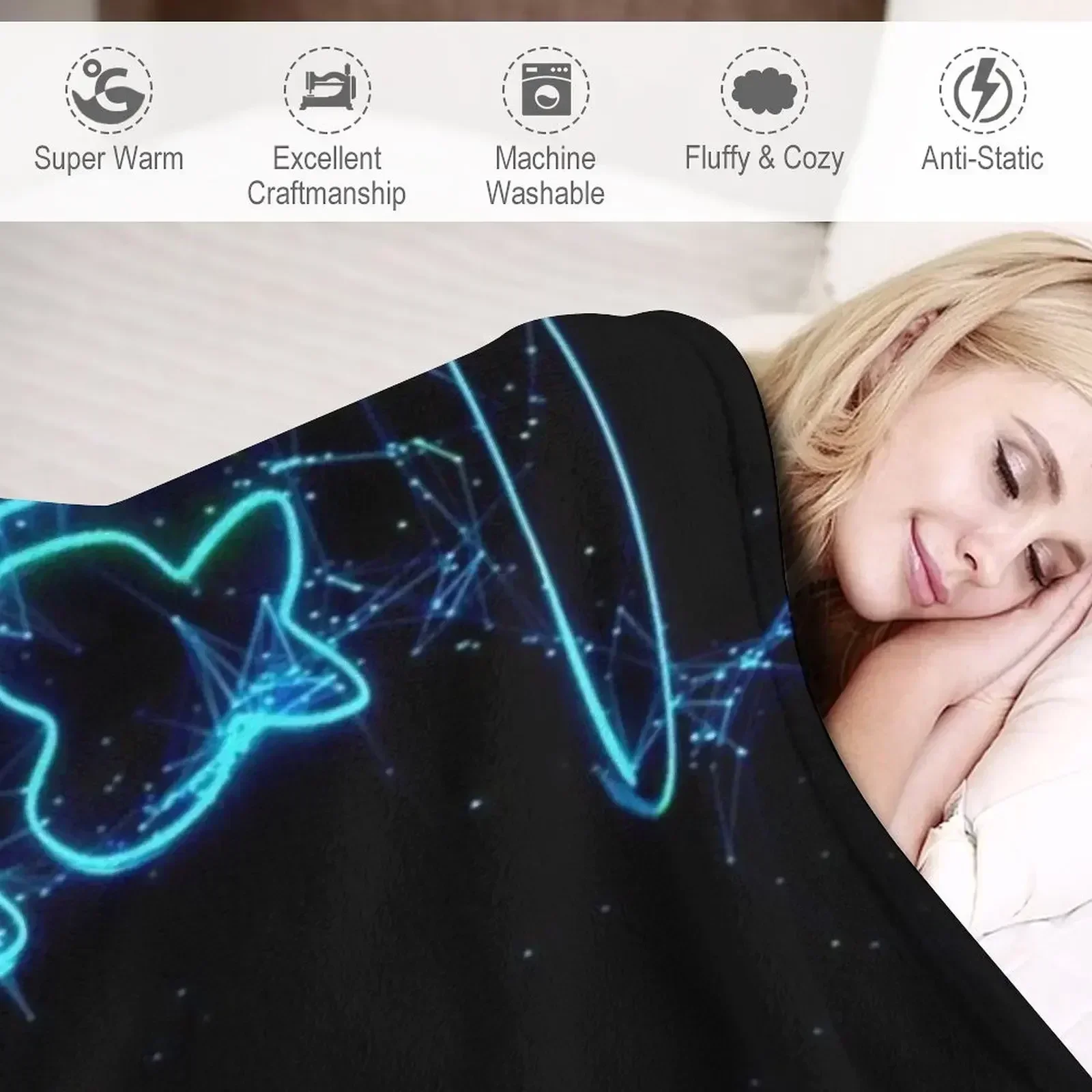 Фото Плед Marshmello Lighting Throw Blanket, теплый и мягкий, для дивана, многофункциональный, для зимних покрывал и одеял. №4