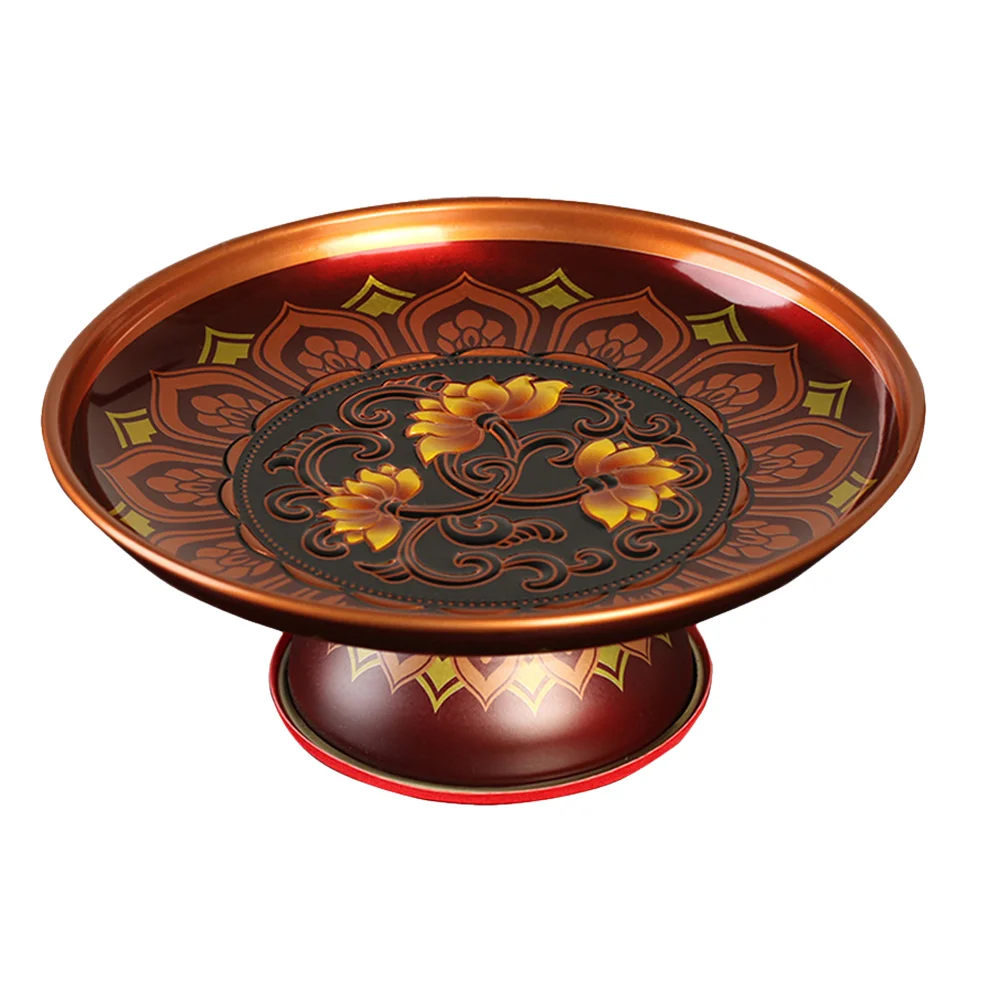 

Tray Plate Bowl Offering Fruit Temple Blessing Serving Altar Tibetan Dessert Snack Lotus Rituals Holder Cupcake Desert Cake