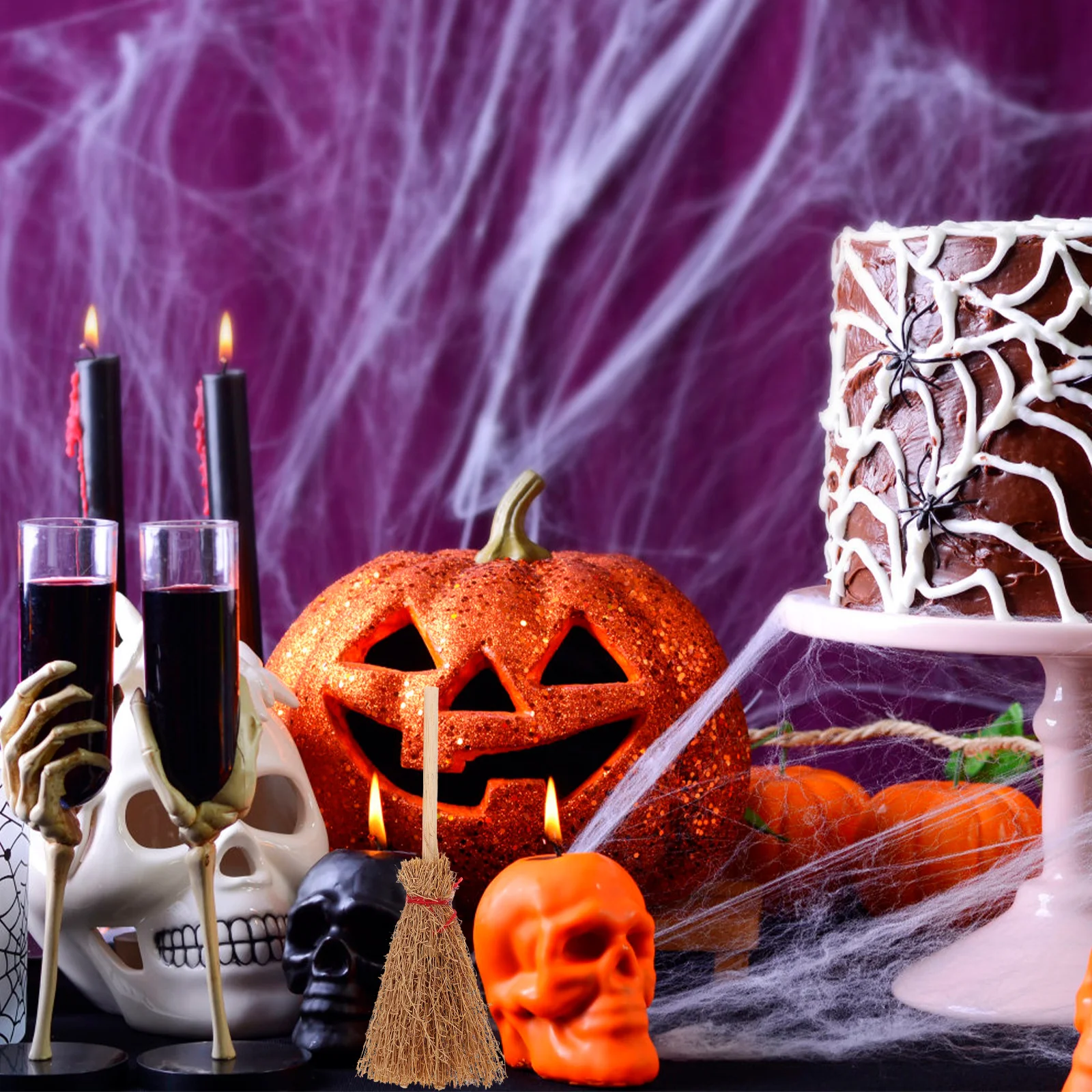 12 шт. метлы мини-ведьма Хэллоуин игрушки Декор дома листья сосновое дерево