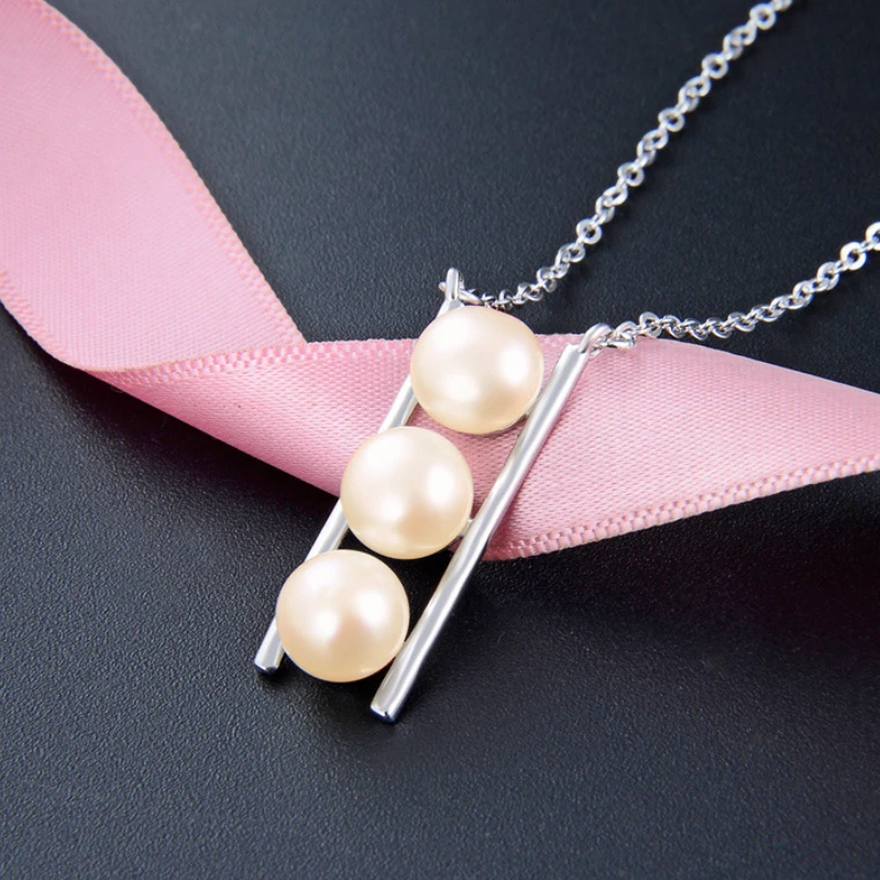

Round Freshwater Pearl Necklace S925 Silver Simple Temperament Jewelry Women Pendant Clavicle Chain Quality Accessories