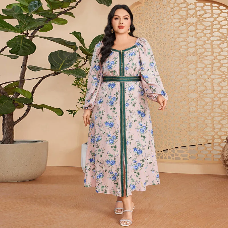 DD23046 Мусульманский халат Элегантное и нежное длинное платье с