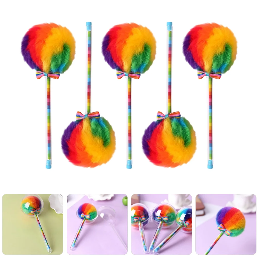 

5 шт., декоративные шариковые ручки с помпоном