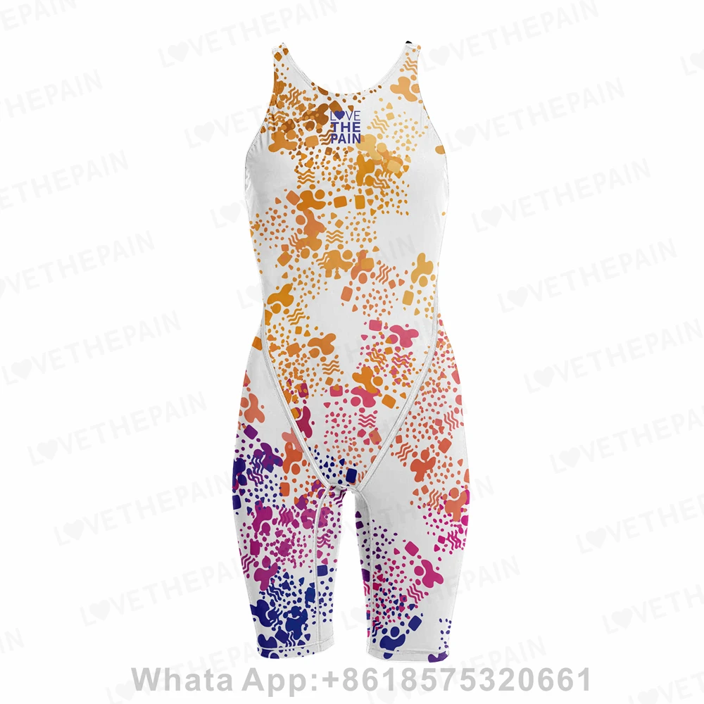 Competition Training Swimwear Tech Suits Neck To Knee Tech Suits Women Kneeskin Open Back Tech Suit Swimsuit Quick Dry Bodysuit