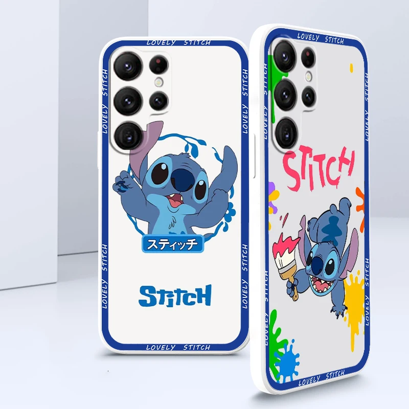 

Disney Stitch Art Cartoon Phone Case For Samsung Galaxy S22 S21 S20 FE S10 Note 20 Plus Lite Ultra 5G Armour Liquid Rope Cover