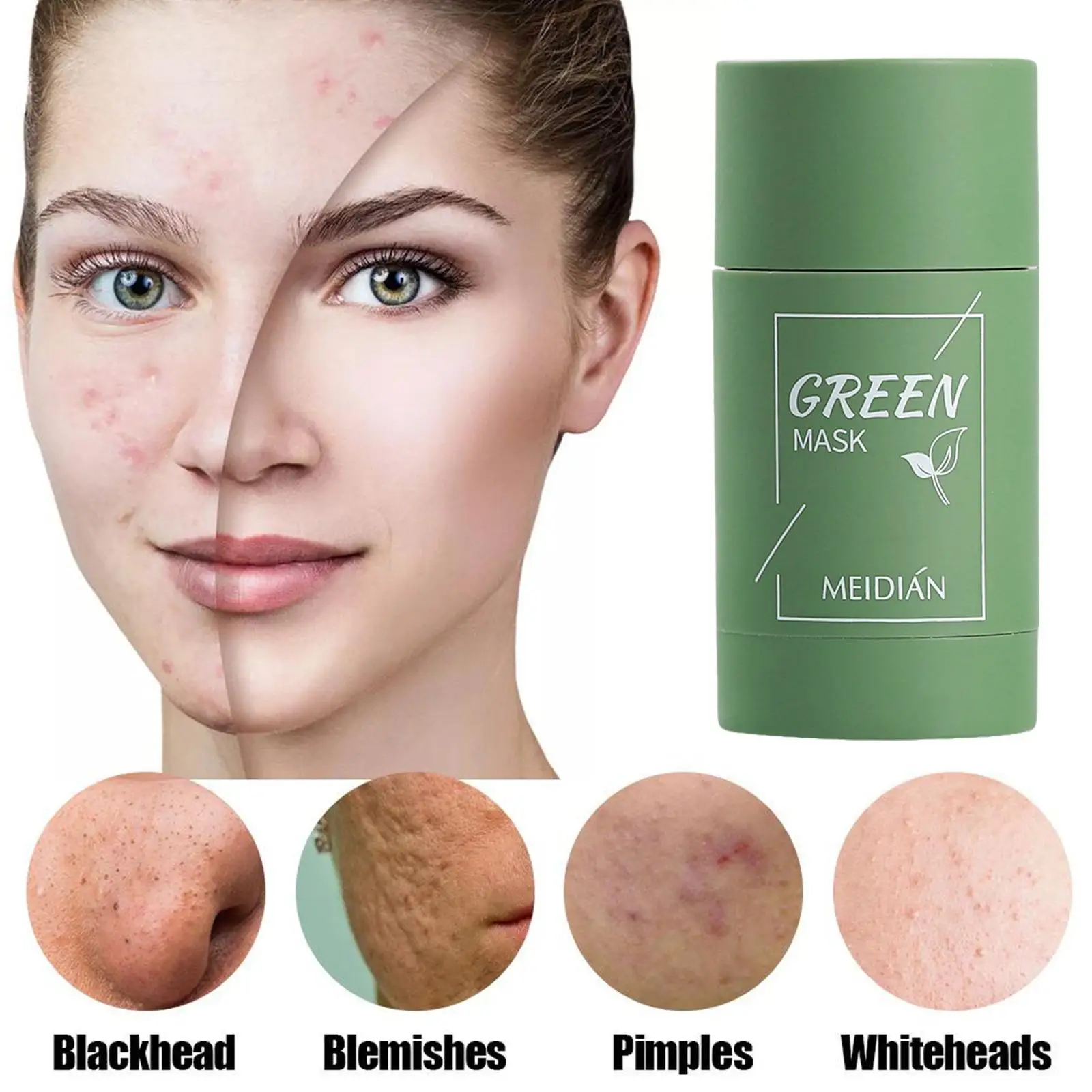 

Meidian Green Tea Mask Moisturizing Deep Cleansing Exfoliation Control Oily Smearing Mud Film Stick Remove Pores Blackhead Mask