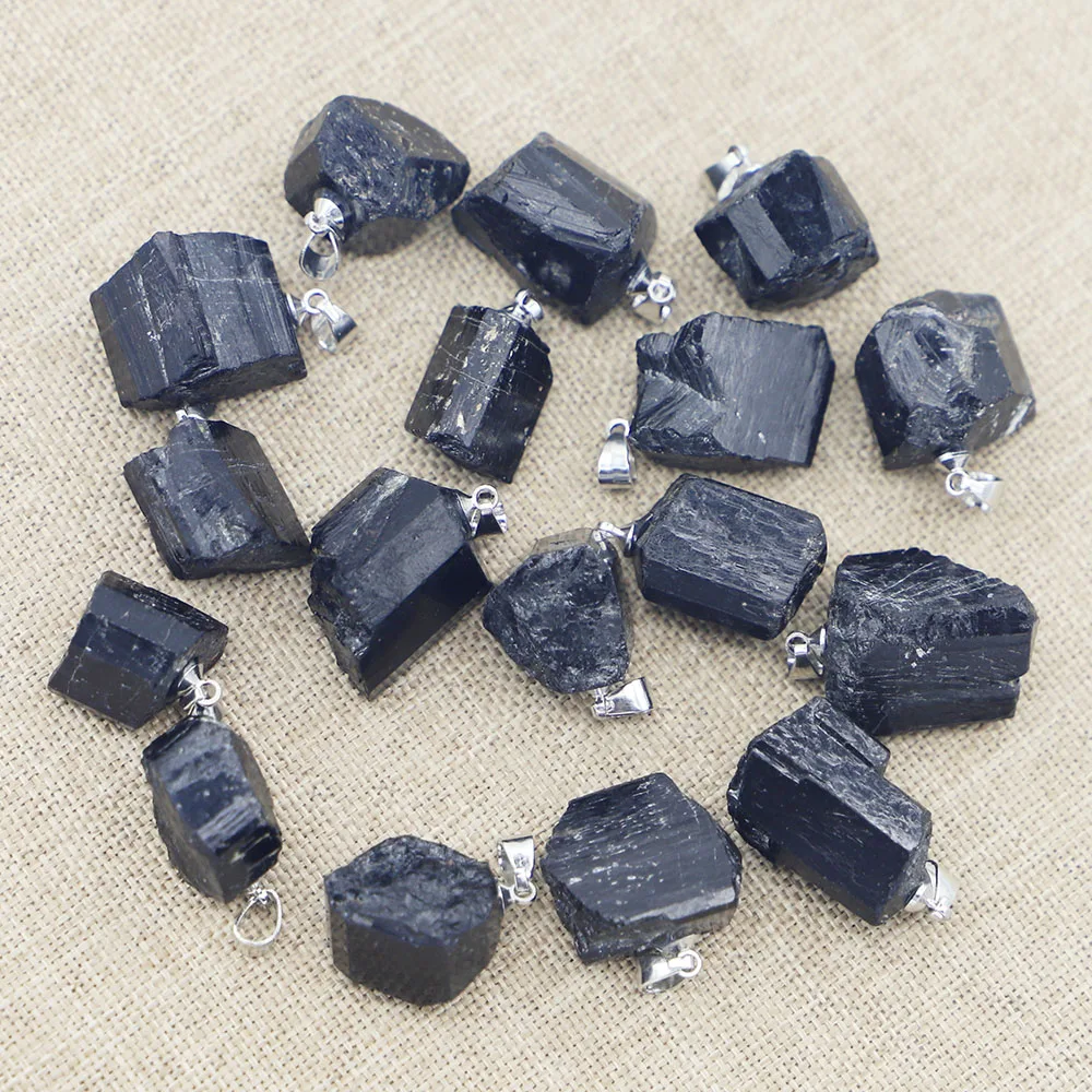 

New Natural Repair Charm Coarse Mine Black Tourmaline Reiki Lrregular Necklace Pendant Diy Making Accessories Wholesale 20pieces