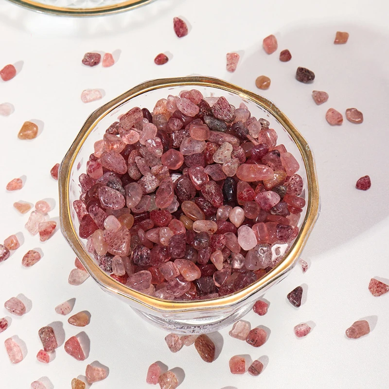 

Натуральный клубничный Хрустальный гравий 5-8 мм, 50 г/упаковка, камень на колесиках, энергетический драгоценный камень, украшение для сада, а...