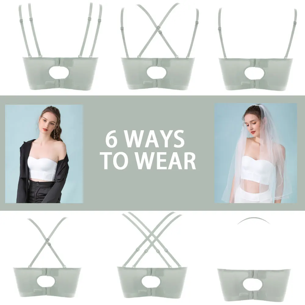 Strapless Bra Push Up Invisible Bras Tube Tops Seamless Bralette Wedding Brassiere Bandeau Women Underwear Wireless Lingerie