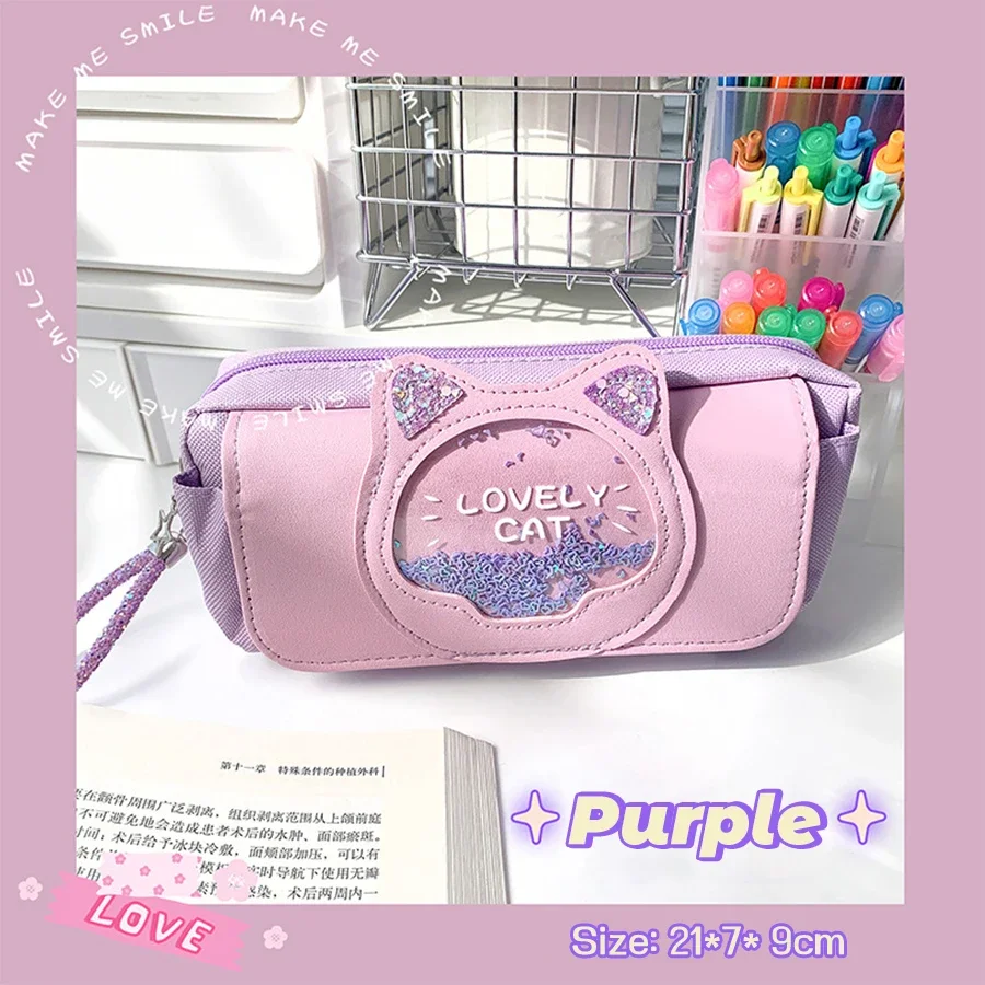 

Qcicksand пенал с головой кошки голубого цвета