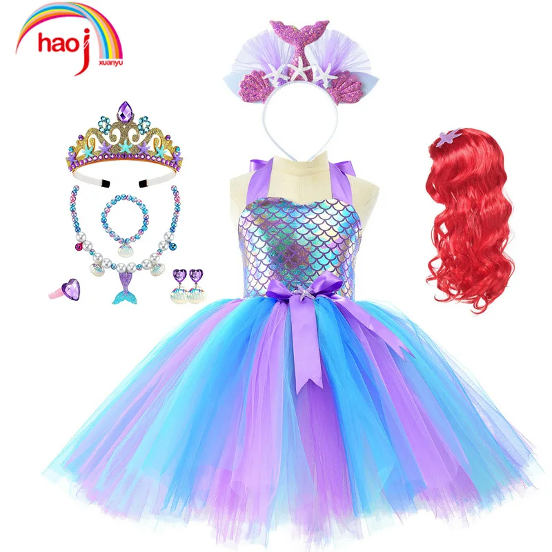 

Christmas Little Mermaid Princess Dress Kids Tutu Dress for Mermaid Birthday Party Costumes Halloween Clothes Set for Girls
