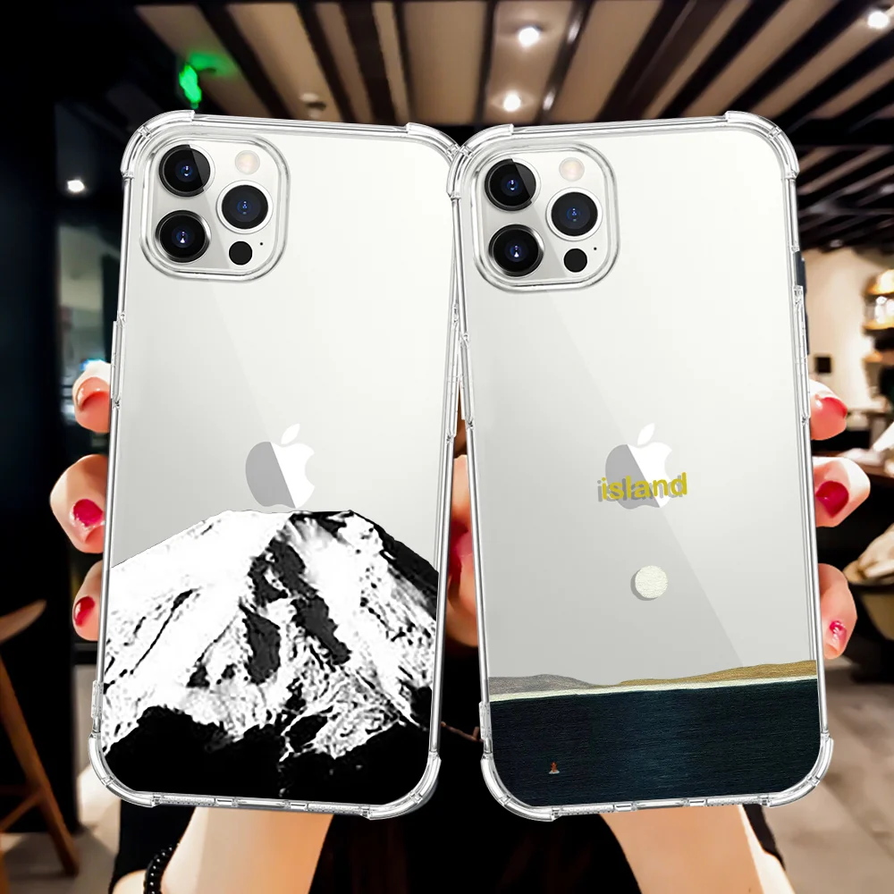 

Hand Painted Shockproof Soft TPU Case for IPhone 12 11 Pro Max 7 8 6 6S Plus X XS XR 13 MiNi SE 2020 Snow Mountain Scenery Cover