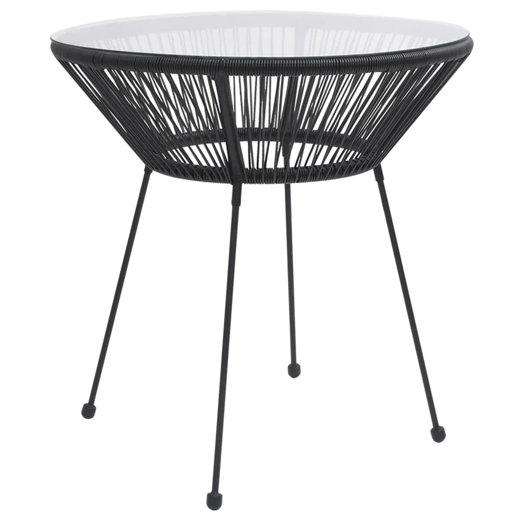 

Garden Dining Table, Rattan and Glass Outdoor Table , Patio Furniture Black 70x70x74 cm