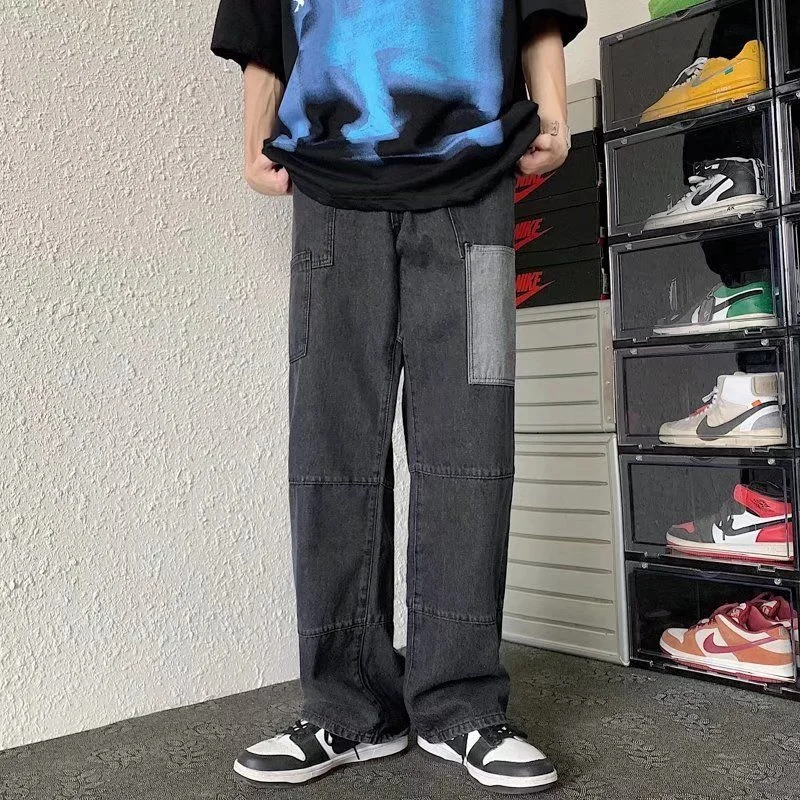 2022 Black Baggy Jeans Men's Fashion Retro Casual Straight Jeans Men Streetwear Hip Hop Loose Denim Pants Mens Trousers S-3XL