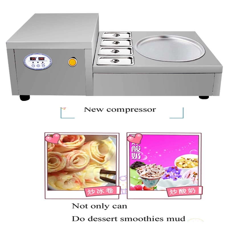 

High Quality Single Plate Stainless Steel Frozen Ice Cream Roll Deep Fried Yogurt Machine