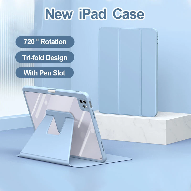 

For iPad Air 5 Case For 2021 iPad Pro 11 Air4 10.9 10.2 7/8/9th Generation Cover For iPad Mini 6 Rotation Case With Pencil Slot