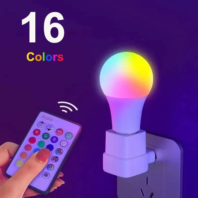 Фото E27 RGB светодиодная лампа 220 В, многоцветная белая лампа, меняющая цвет с ИК-пультом дистанционного управления для спальни, вечеринки, домашнего декора №1