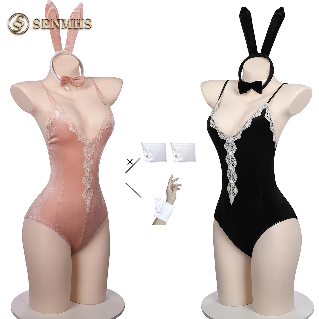Женский костюм для косплея SENMHS Kawaii Anime Bunny Girl с глубоким V-образным вырезом |