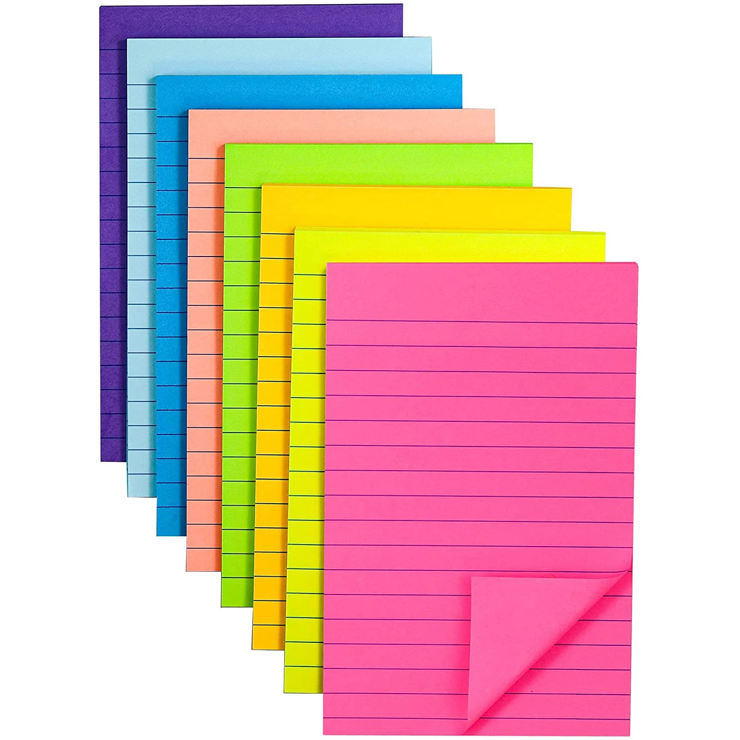 

(8 Pack) Lined Sticky Notes Post, 8 Colors Self Sticky Notes Pad Its 4X6 In, for Office, Home, School, Meeting,40 Sheets/pad