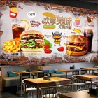 3D-обои с изображением вкусных гамбургеров, ресторанов, промышленного декора, кирпичной стены