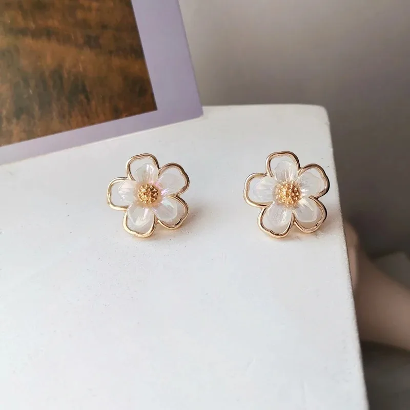 Серебряные серьги 925 пробы в виде цветка с иглой милые металлические популярном