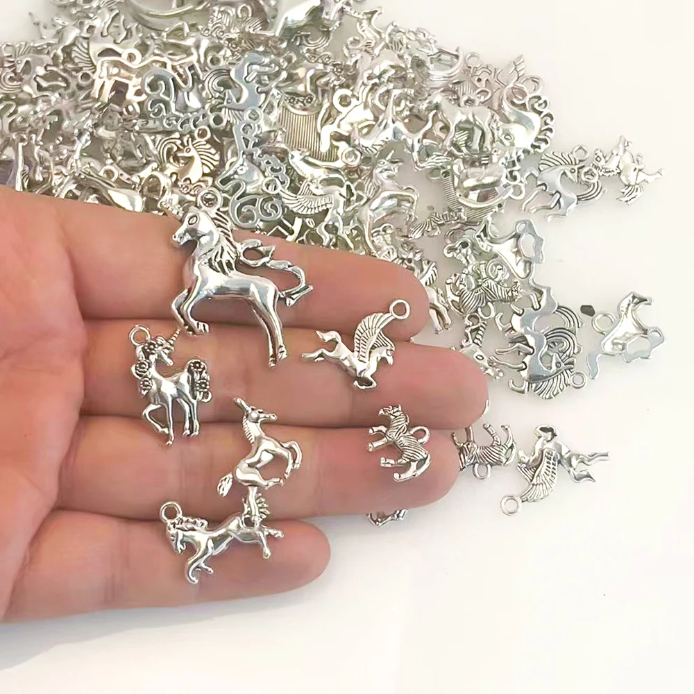 

Random Mix Animal Horse Charm Pendants For Jewelry Making Supplies 50pcs/Lot Wholesale Items For Business DIY Alloy Metal Charms