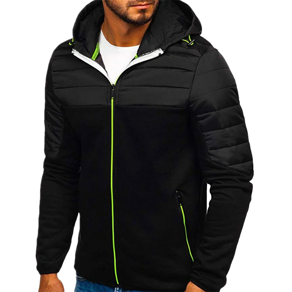 

Hot Men's Outwear Casual 4XL Patchwork Zipper Hooded Jackets Coats Autumn Outdoor Oversized Douhoow Pockets Jacket With New
