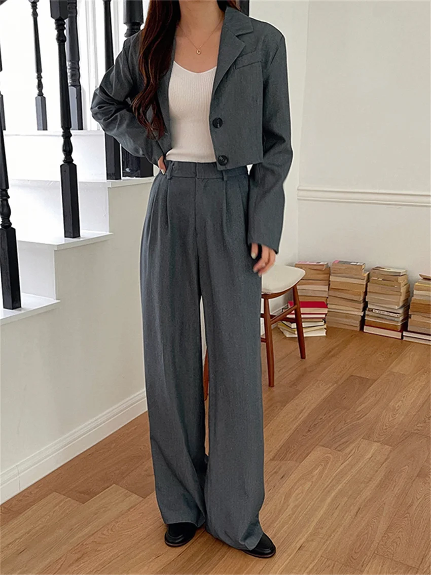 

HziriP 2022 Stylish Suits Women Gentle Work Wear High Street Blazers Office Wear Lady Slim OL New Loose Autumn Chic Pants Sets