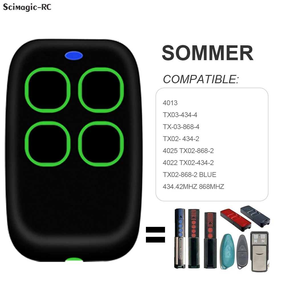 

NEW SOMMER 433.42MHz 868MHz 4014 4013 4022 4020 4026 4025 4031 TX02 TX03 TX08 434-2 434-4 868-2 868-4 Garage Door Remote Control