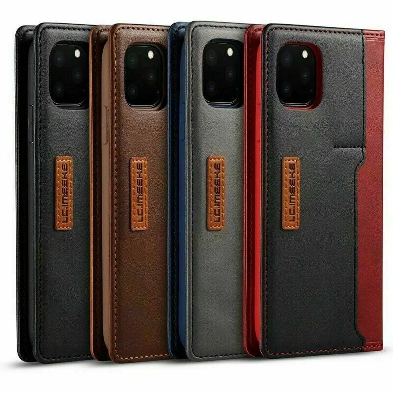 

Case For iPhone 13 12 11 Por MAX ShockProof Leather Wallet Cover