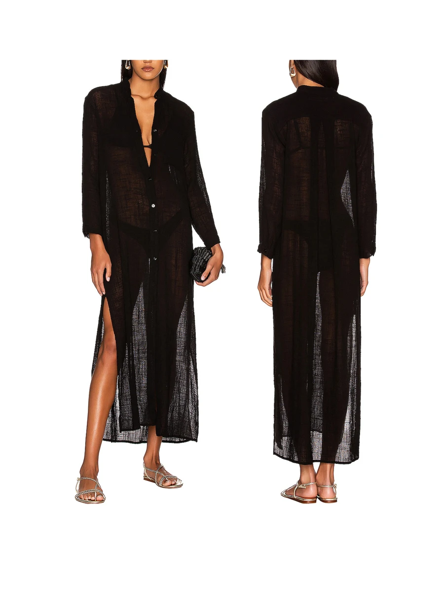 

Edhomenn Cache-maillot de bain décontracté à manches longues pour femme - Protection solaire - Fendu sur le côté - Kimonos
