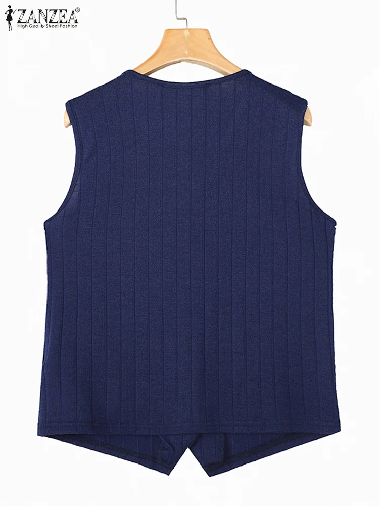 ZANZEA новый шикарный женский жилет на пуговицах элегантный французский с