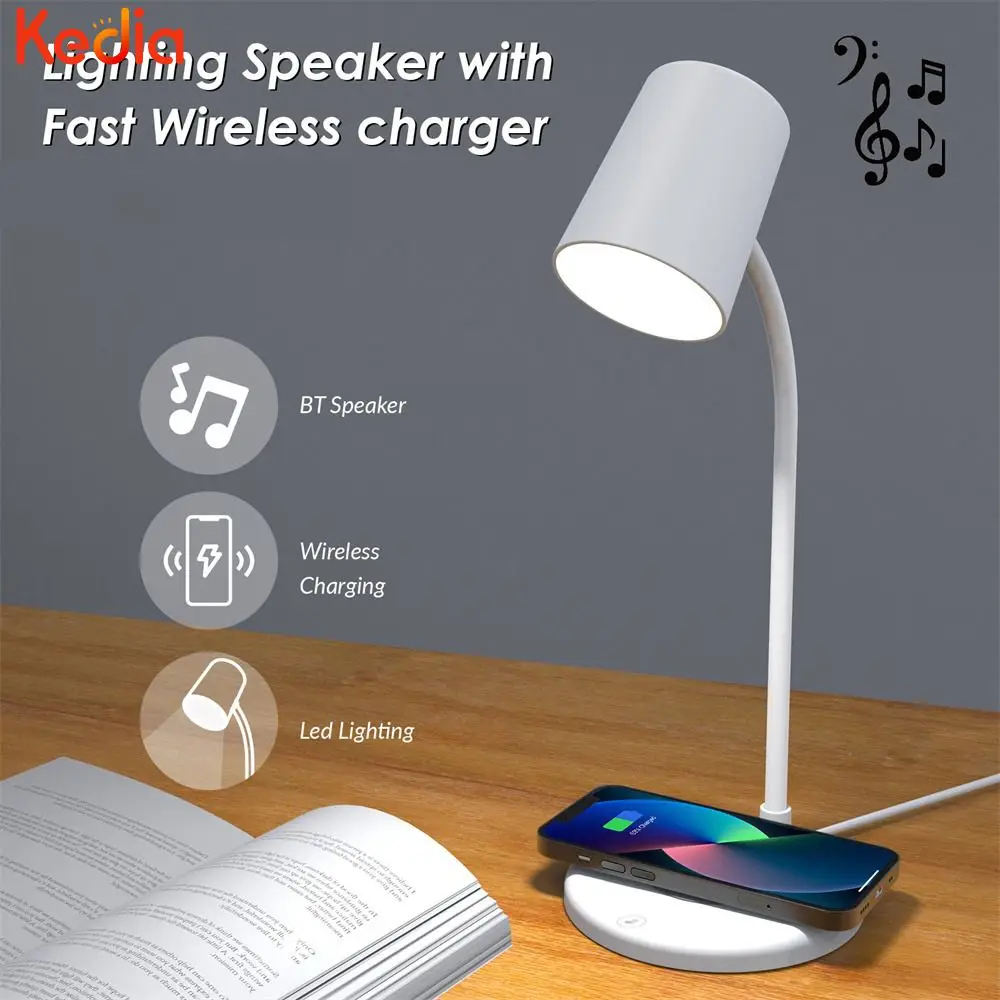 

Dimmable Touch Night Lights Wireless Charging Reading Night Lights bluetooth-compatible Led Desk Lamp Night Light