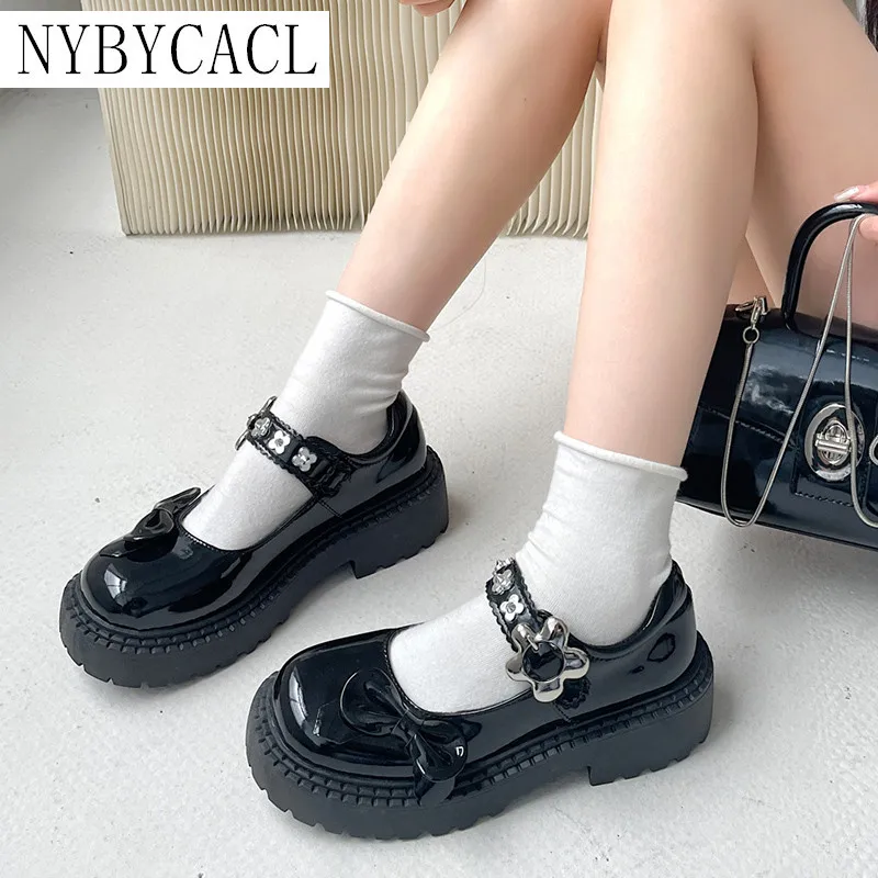 

Lolita Shoes Kawaii Autumn 2023 Japanese Style Mary Janes Platform Shoes Women Party Cute Solid Color Casual Zapatillas Mujer