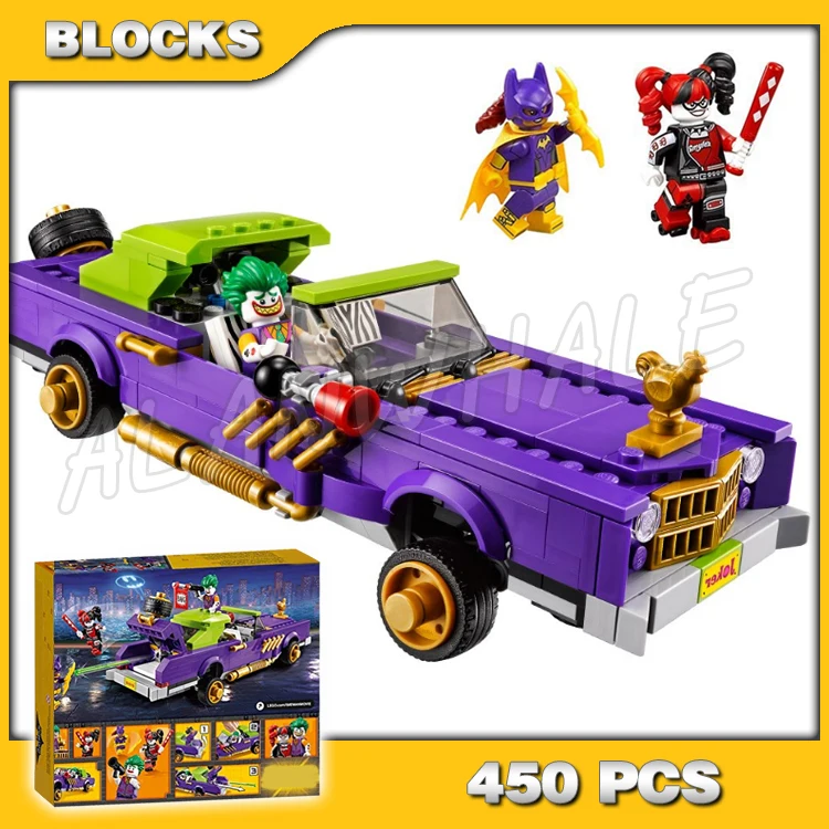 

450pcs Super Fighter Purple Vehicle The Joker Notorious Lowrider Car 10633 Building Blocks Toy Compatible With Model