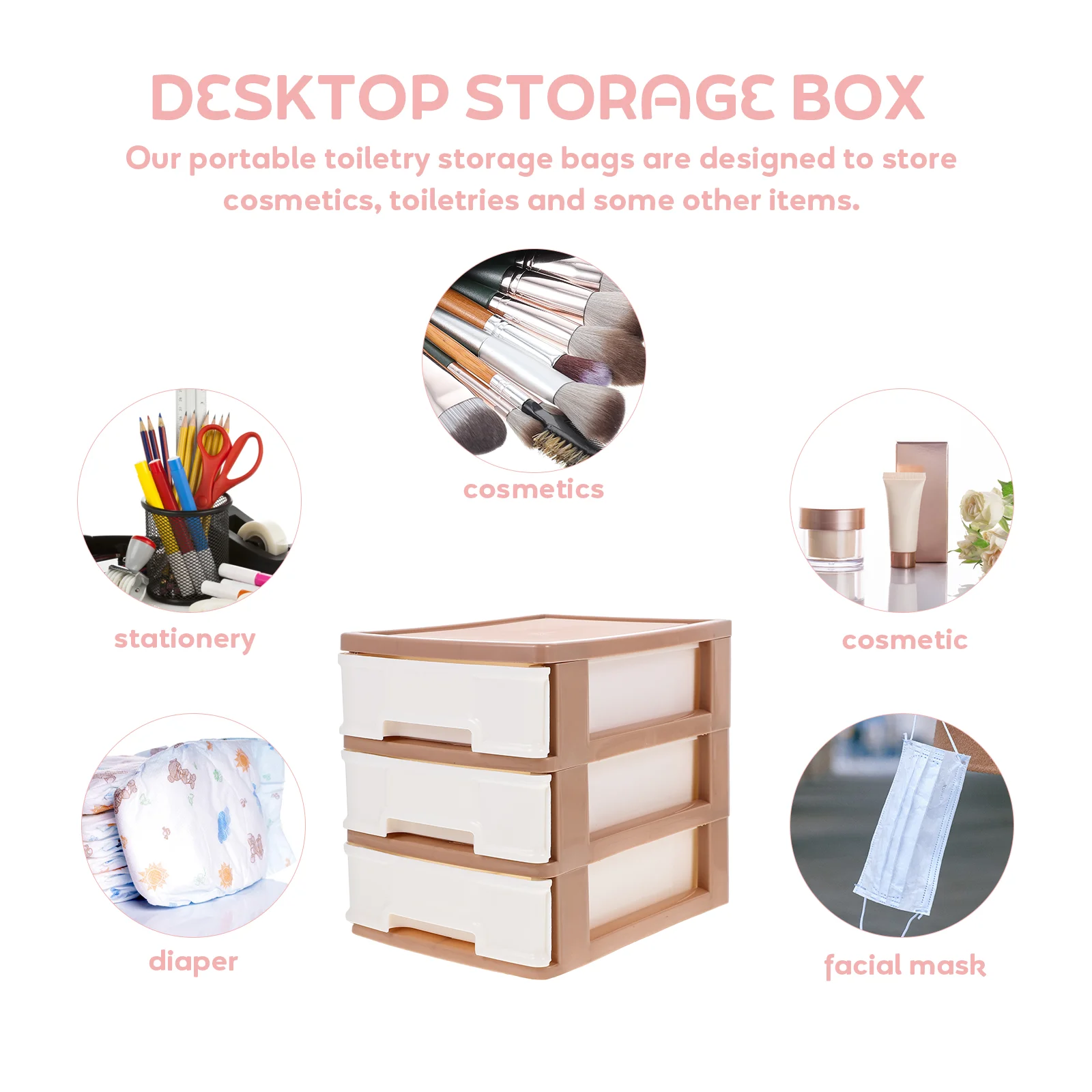 Полки для хранения Настольный ящик Шкаф Коричневый органайзер Пластиковые