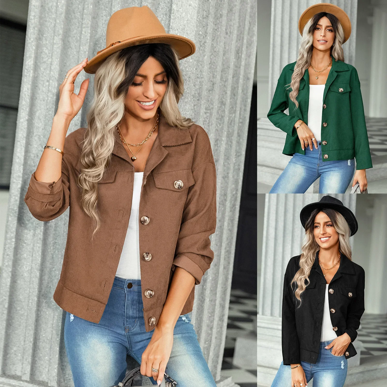 

Autumn and Winter New Style Corduroy Loose Jacket Fashion Women's Dress All-match Fallow Individuality Tide Jacket
