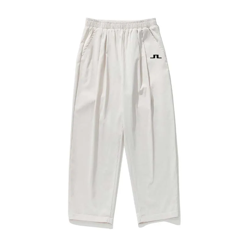 Men Golf Thin Pants Work Clothes 2023 New Spring Summer Sweatpants Solid Color Streetwear Loose Design Straight Casual Pleat