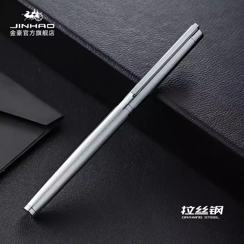 

Jinhao классическая черная и серебряная перьевая ручка с 0,5 мм перо из иридия лучший Деловой Подарок Металлические чернильные ручки Бесплатная доставка