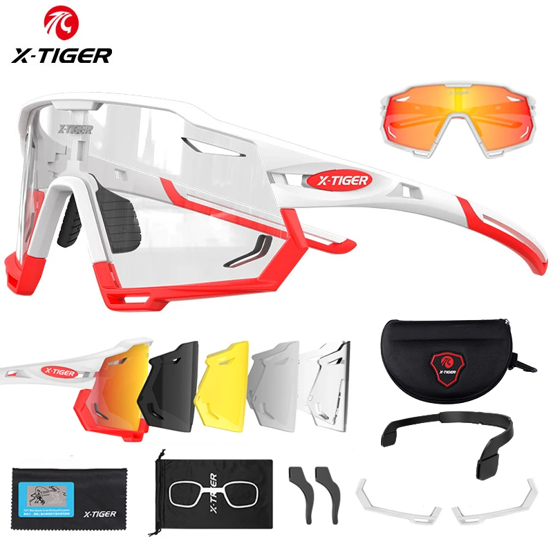 X-TIGER Cycling Glasses Photochromic Sports Sunglasses UV400 Anti Glare Lightweight Bicycle Glasses Men's Women Cycling Eyewear