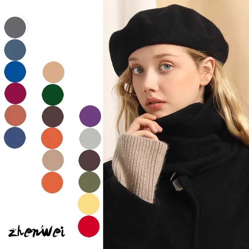 

2022 Winter Imitation Rabbit Hair Hat New Winter Wool Hat Thickened Warm Knit Beret Caps for Women Sombreros De Mujer