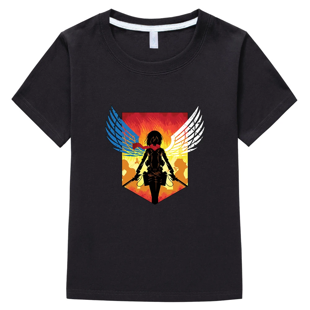 

Детская футболка с принтом манга атака на титанов, летняя футболка с графическим рисунком для девочек, футболка с принтом из мультфильма, фу...