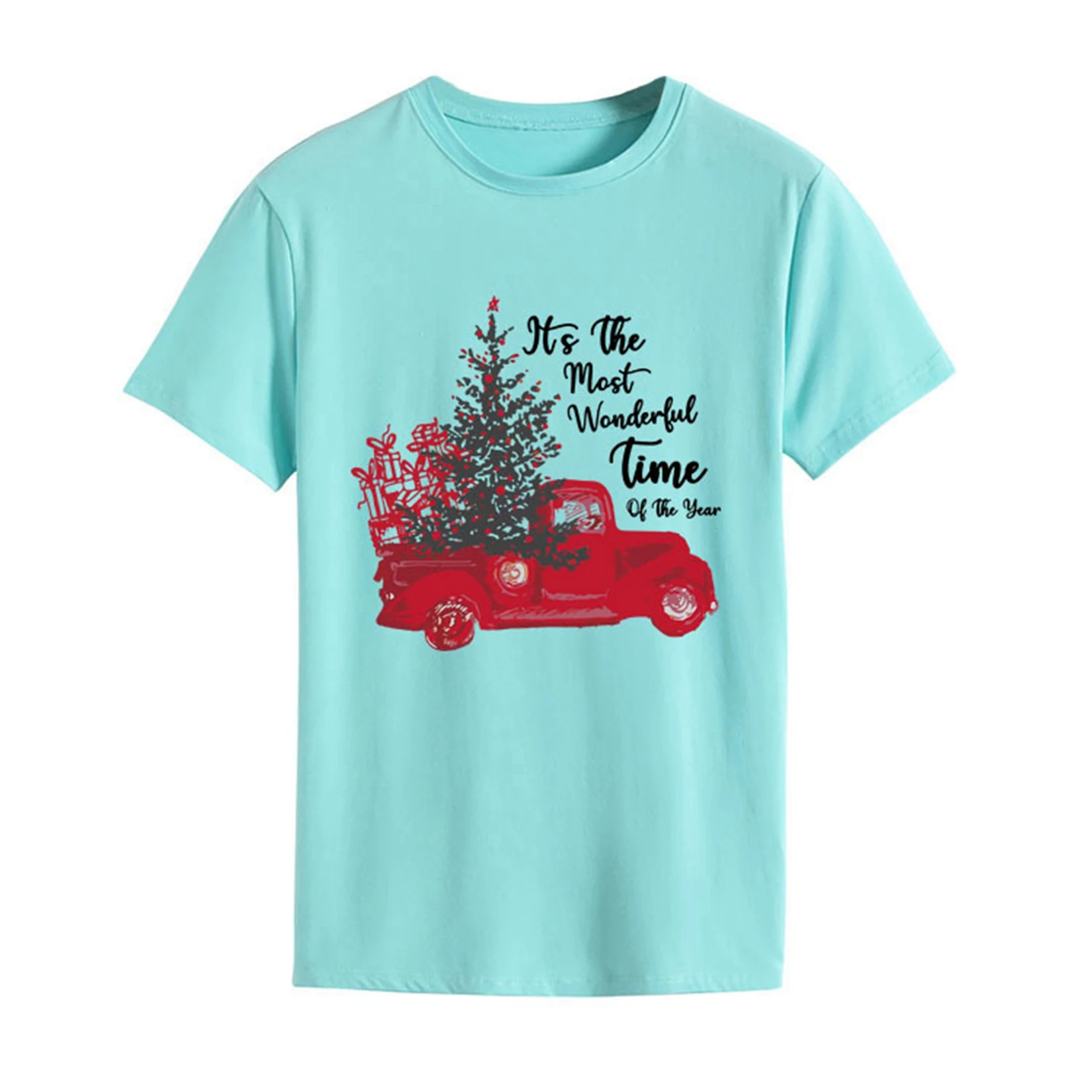 

Women Short Sleeve Christmas T-shirts Crew Neck Loose Fit Tee Blouse Funny Print Tops Women Clothing Graphic T Shirts
