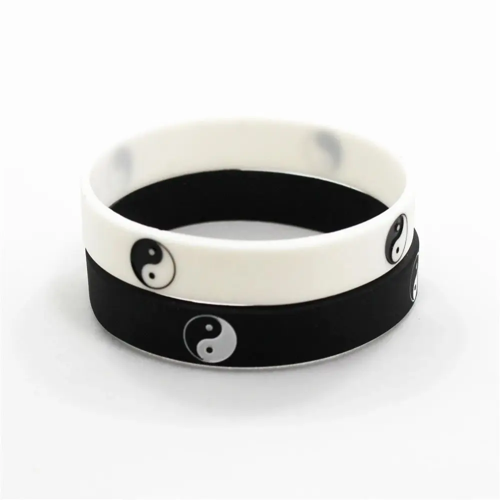 

2 Pcs Cool Tai Chi Silicone Wristband Black White Color Sports Rubber Silicone Bracelets Bangles Fashion Jewelry Gifts Hot Sale