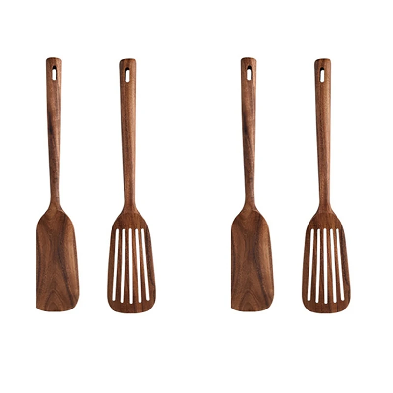 

Wooden Kitchen Cooking Utensils,4 PCS Wooden Spoons And Spatula For Cooking, Sleek, Cookware For Home Use And Kitchen