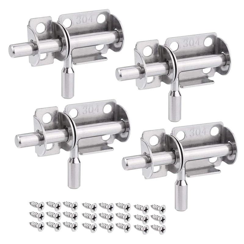 

4Pcs Door Locks Garden Gate Internal Door Latches Stainless Steel Shed Lock Sliding Bolt Locks Latches For Bathroom