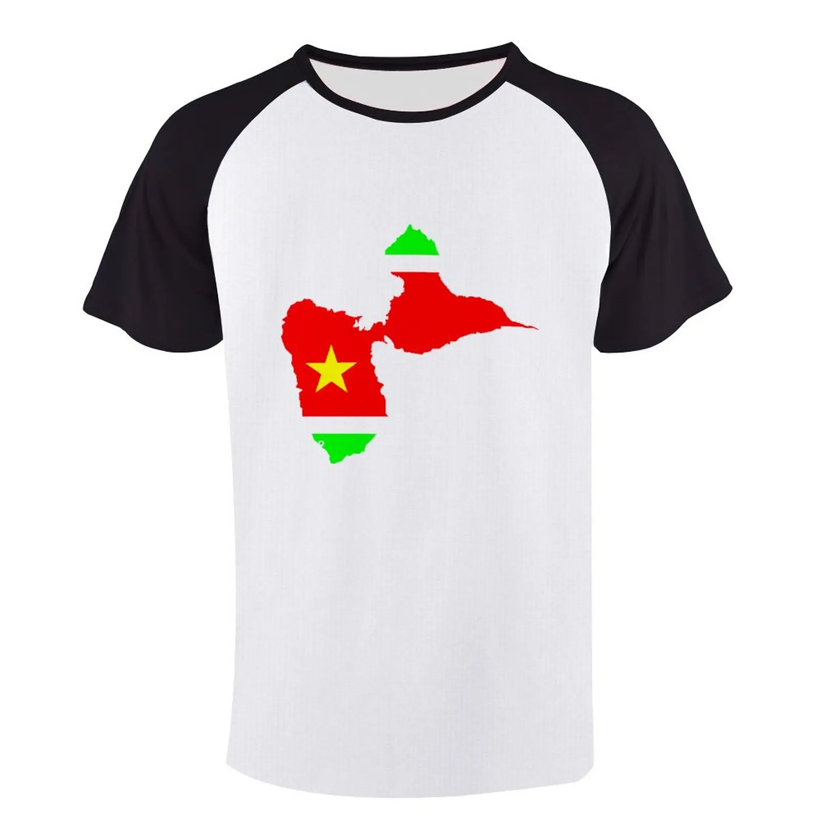 

Guadeloupe in Red Yellow And Green Short Sleeve Raglan T Movement Funny Vintage Tshirt Travel Eur Size