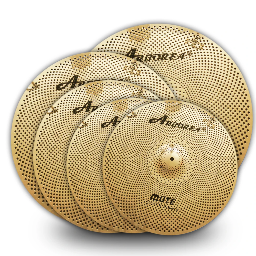 ARBOREA Low Volume Cymbal Sets  Mute Cymbals 5 Pieces of 14'' Hihat +16'' Crash +18'' Crash +20'' Ride For Drummer Practice