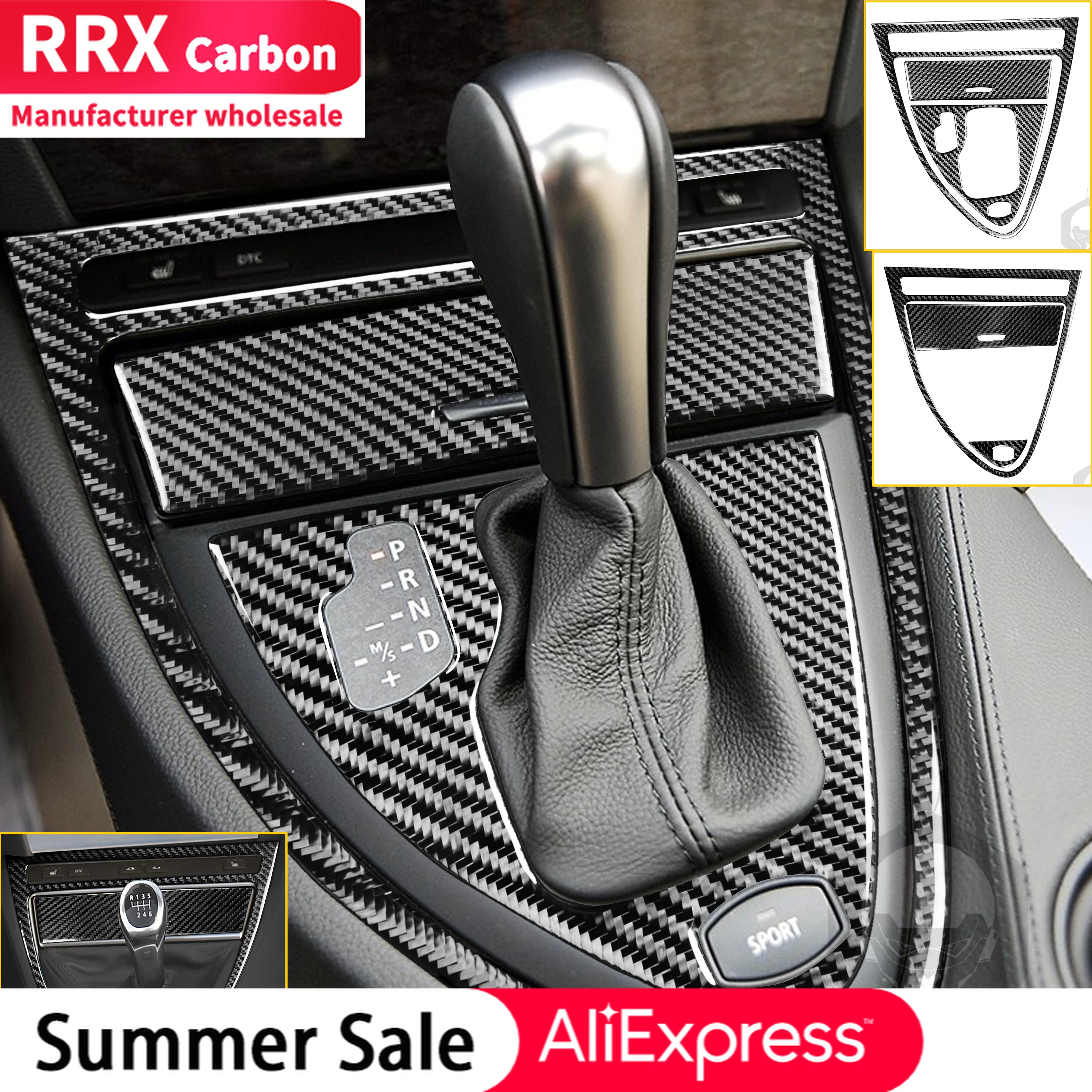 

For BMW 6 Series M6 E63 E64 2004-2010 Car Carbon Fiber Interiors Gear Shift Panel Decoration Cover Trim Stickers Car Accessories